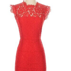 Rachel Zoe Red Lace Midi Dress